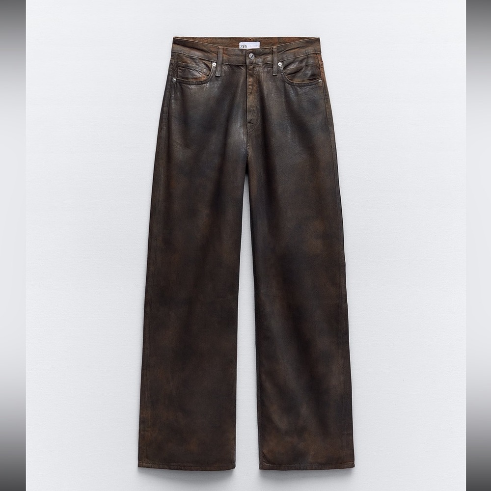 Zara brown foil jeans size 4